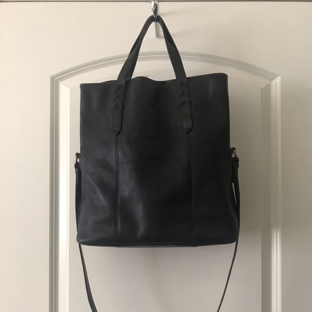 Madewell Navy Leather Dylan Foldover Tote